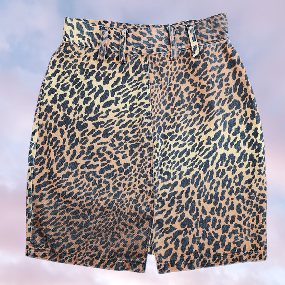 Vtg Jerry Leigh 80 90s Leopard Cheetah Animal Print Pin Up Spot Punk Mini Skirt - Picture 4 of 4